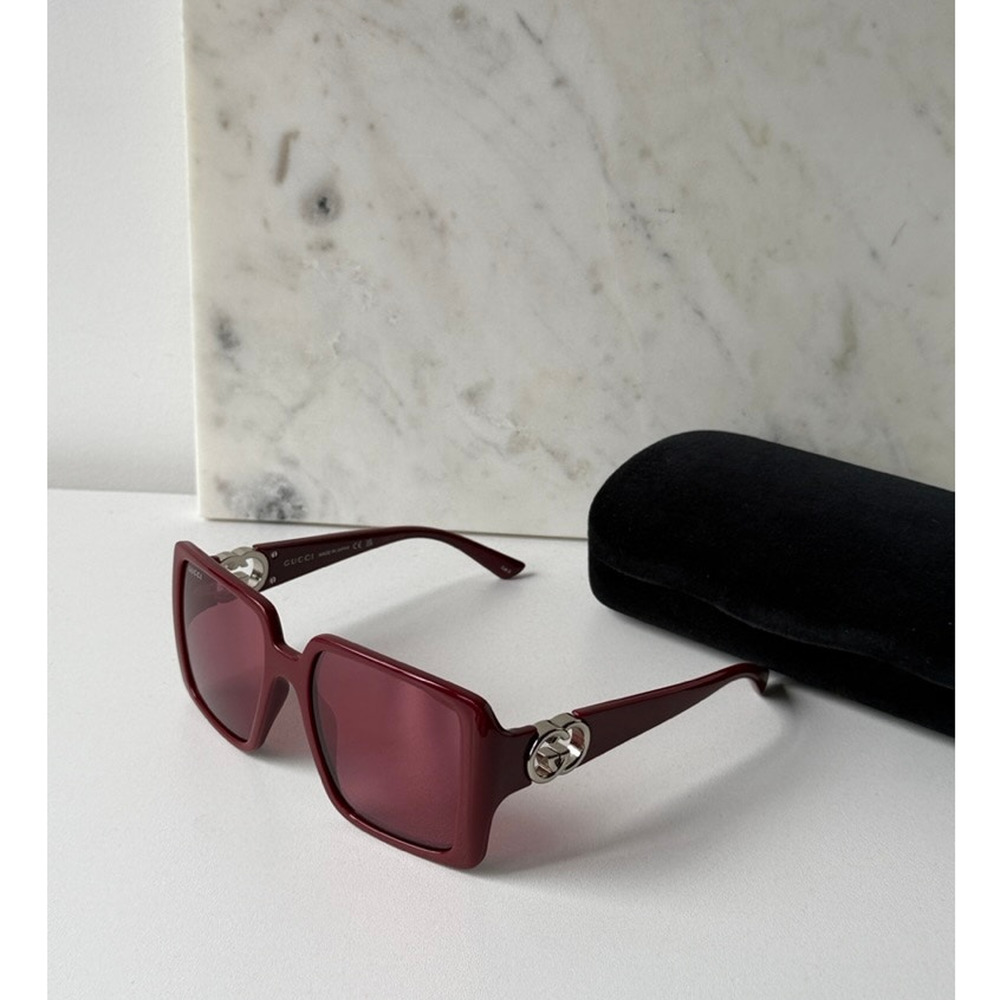 NEW Gucci GG1692SA Burgundy Square Mirror Lens Sunglasses - Picture 2 of 9